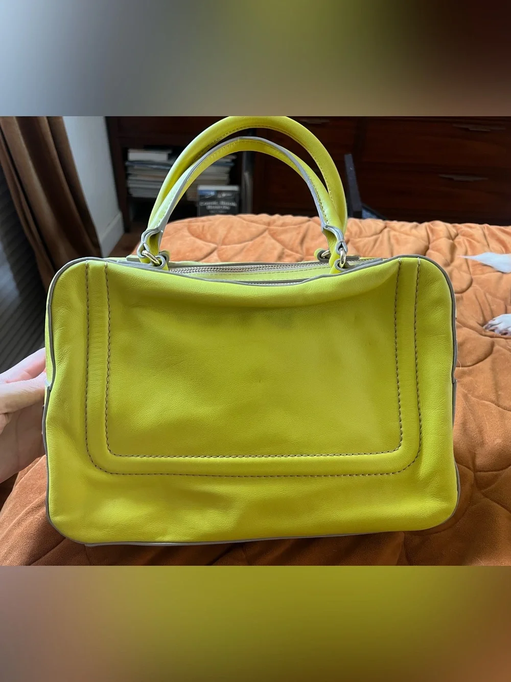 Vintage Kate Spade Grant Park Shelby Leather Satchel in Lemonsouf (Chartreuse)